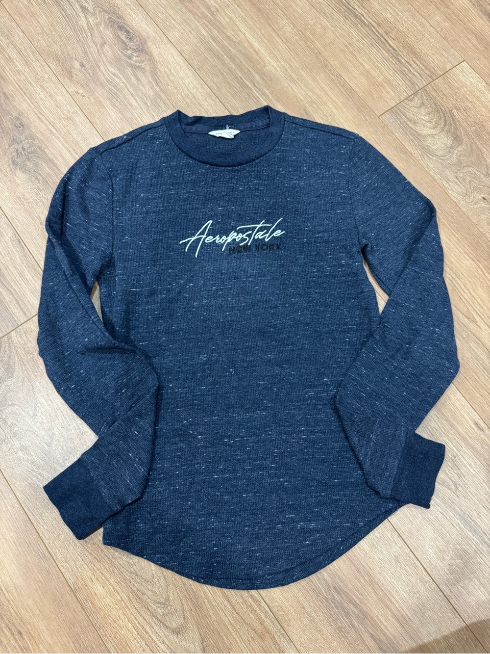 Aeropostale Women’s Heather Navy Crewneck Thermal Tee